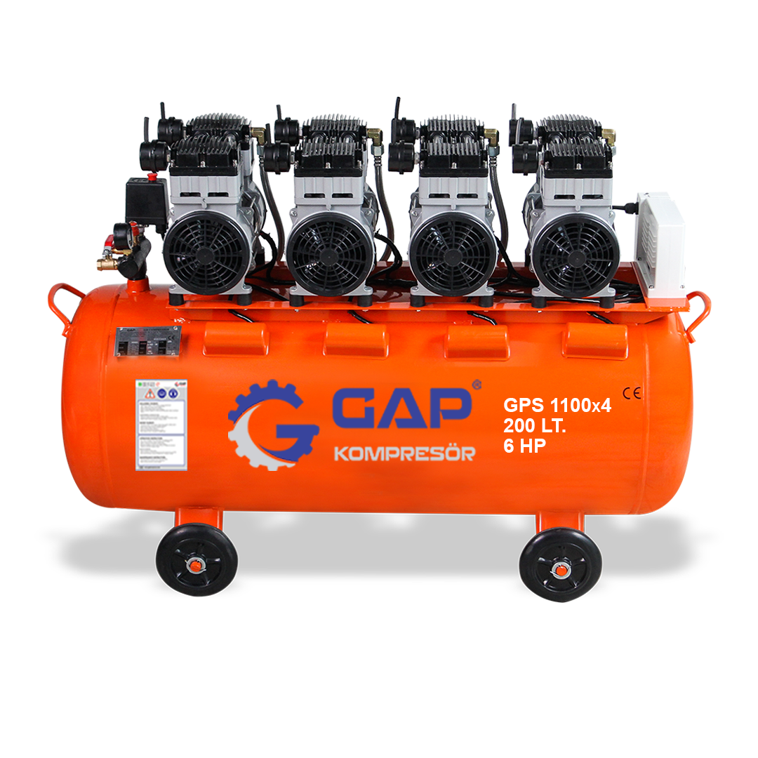 GPS 1100x4 | 200 lt Silent and Oil-Free Air Compressor