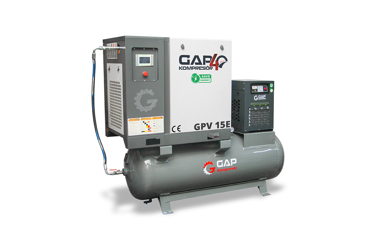 15 Hp 500 Lt Depo Üstü İnvertörlü Vidalı Hava Kompresörü  