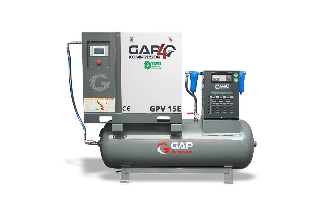 15 Hp 500 Lt Depo Üstü İnvertörlü Vidalı Hava Kompresörü  